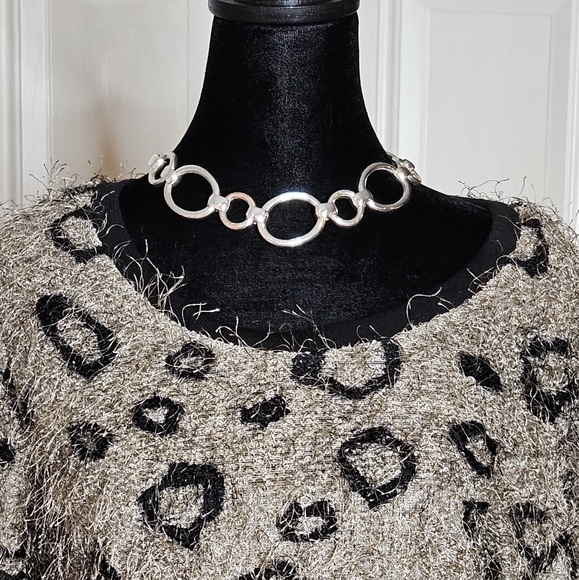 Papaya Shaggy Faux Fur Leopard Print Sweater Top - Size L - Picture 2 of 10